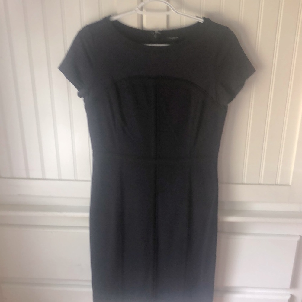 Ann Taylor navy blue with black piping dress
